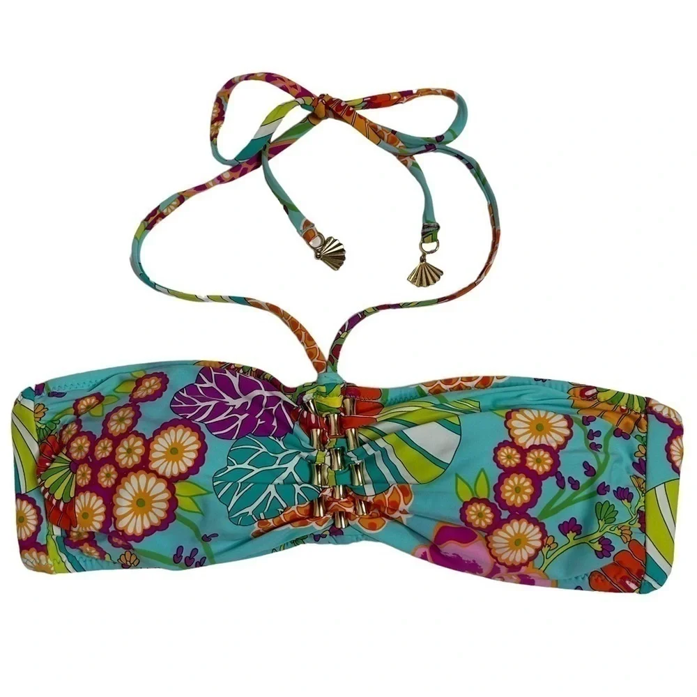Trina Turk Colorful Floral Print Bikini Top